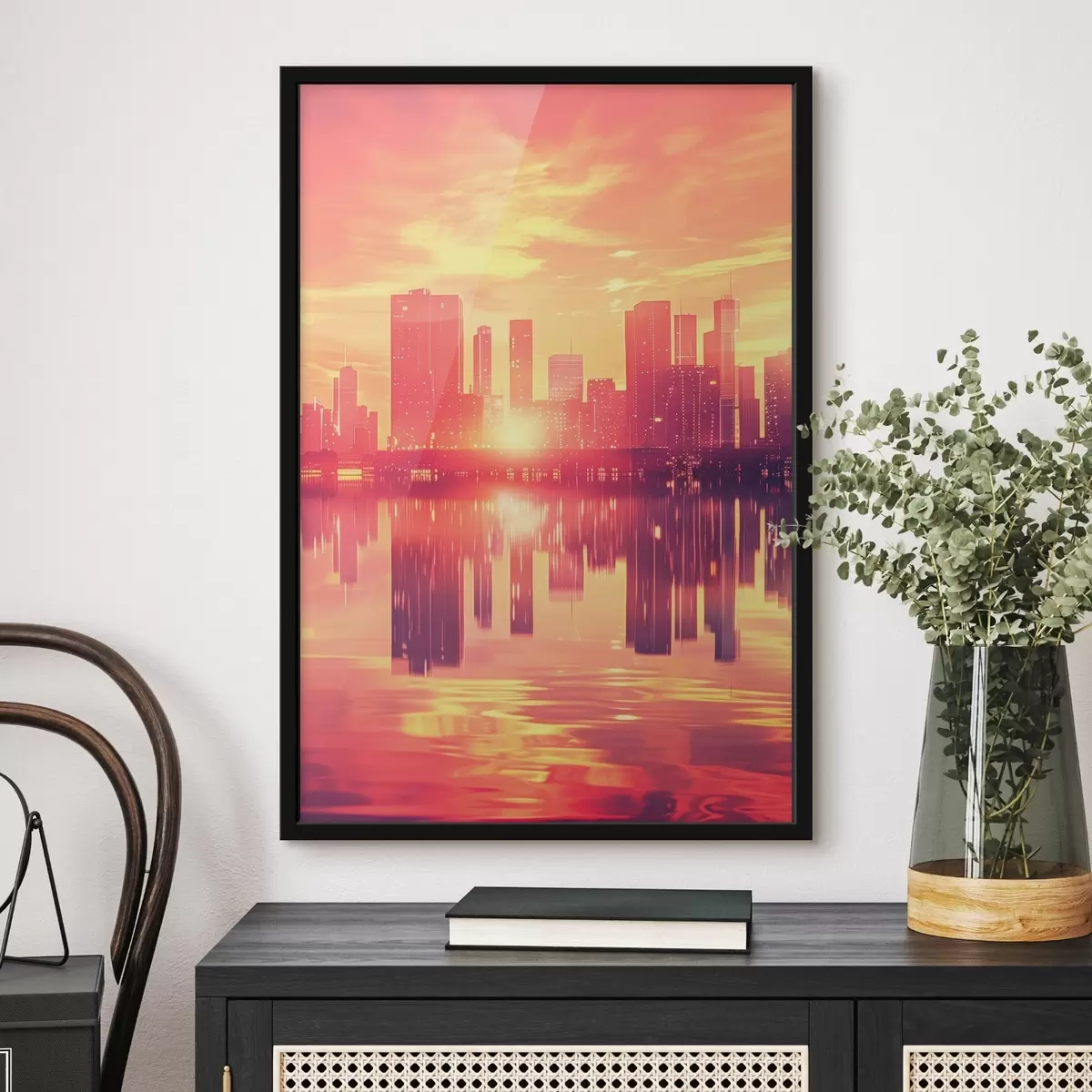Poster Bestelling tegen de achtergrond van een moderne stad f45659
