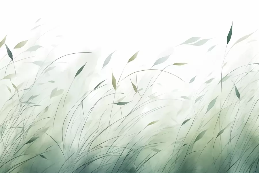 Fotobehang Groen gras in de wind in aquarelstijl w09331