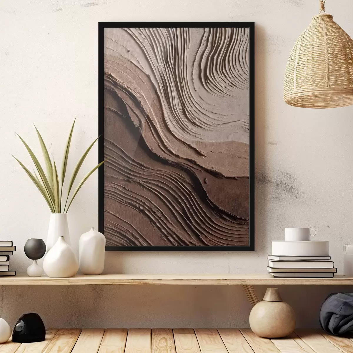 Poster Relief chocoladebeige lagen, gestructureerde pasta f45894