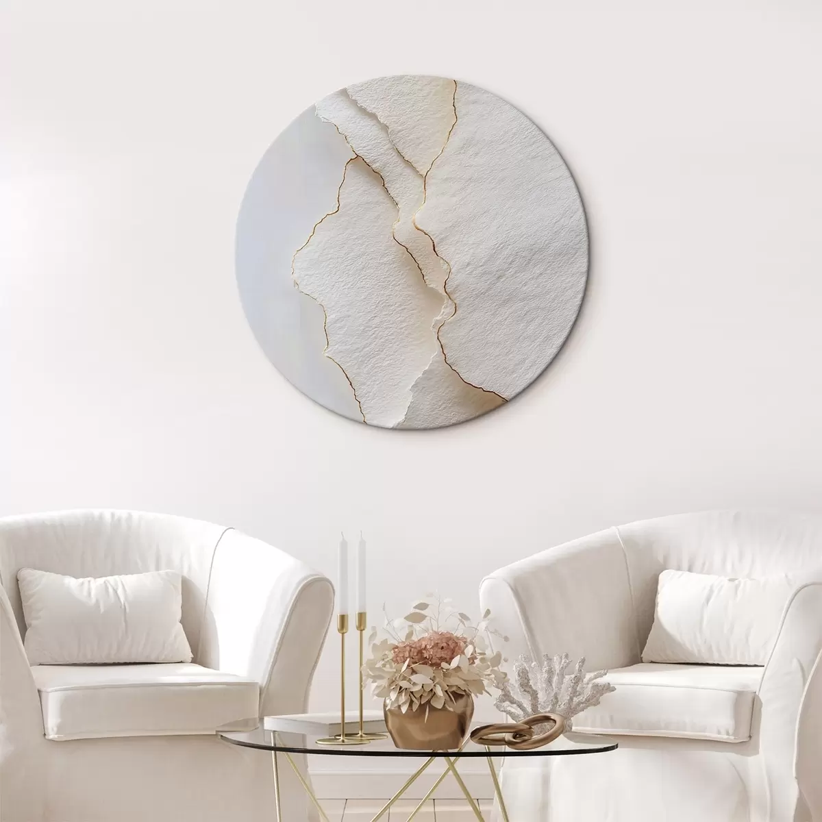 Ronde schilderijen Licht papier scheurt met een fijne rand r45884