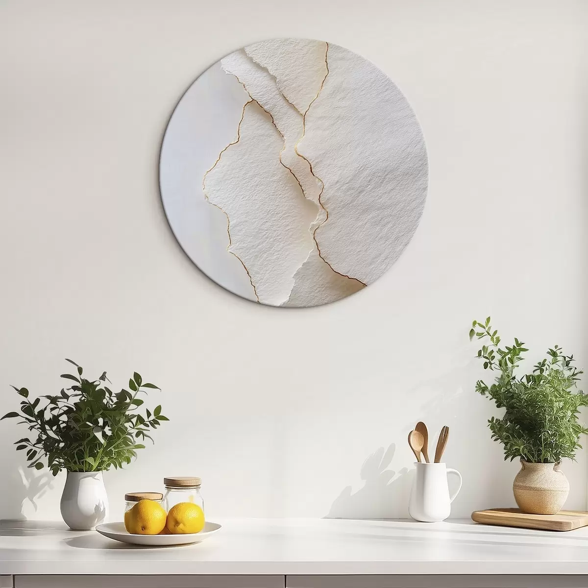 Ronde schilderijen Licht papier scheurt met een fijne rand r45884