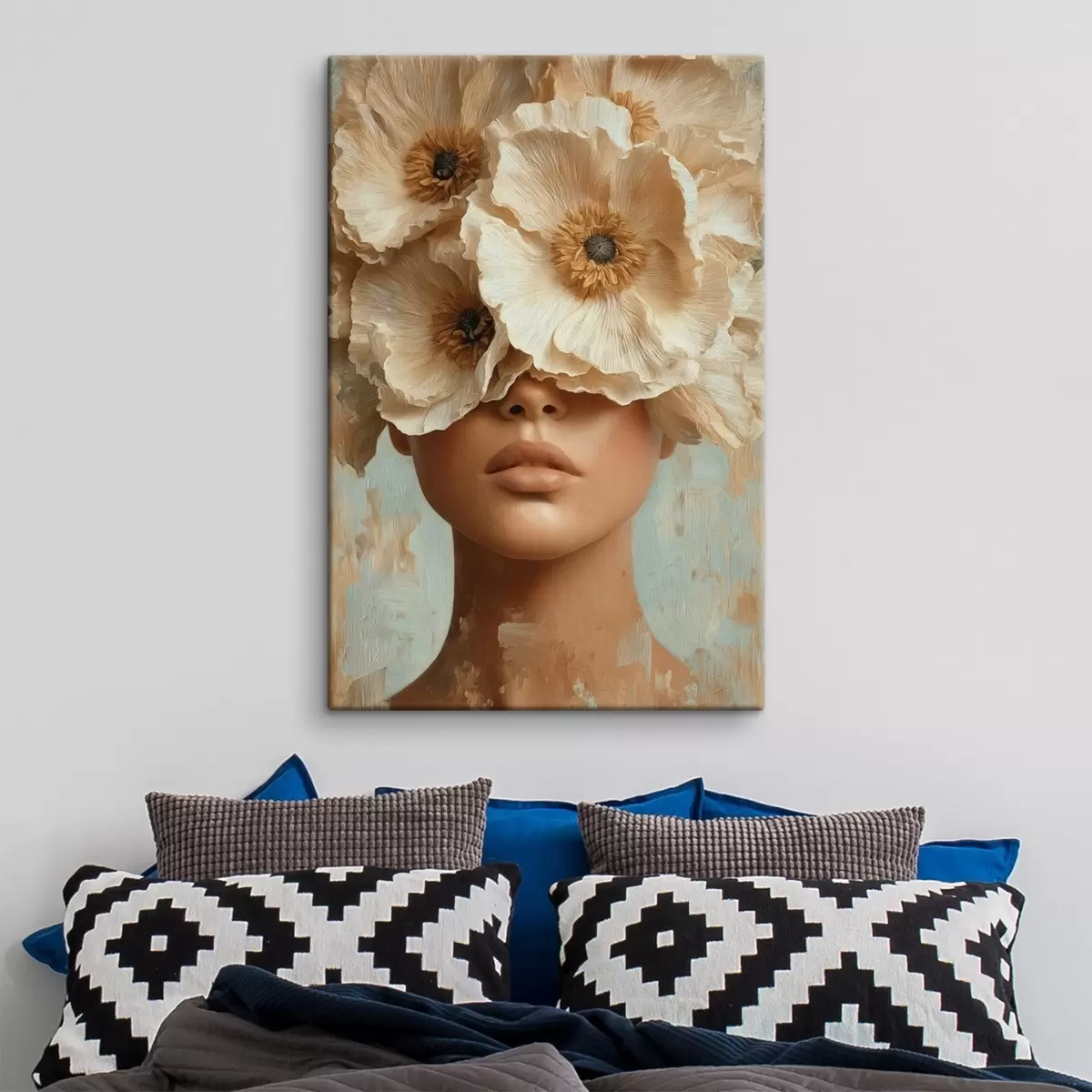 Schilderijen Portret met beige bloemen die de ogen bedekken s45870