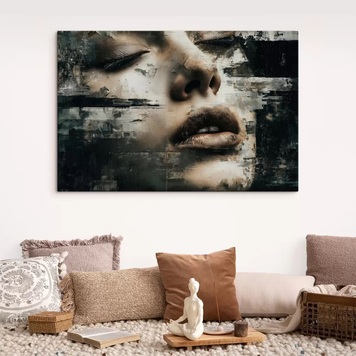  Schilderijen Abstract vrouwelijk portret met glitch-effect en texturen s45873