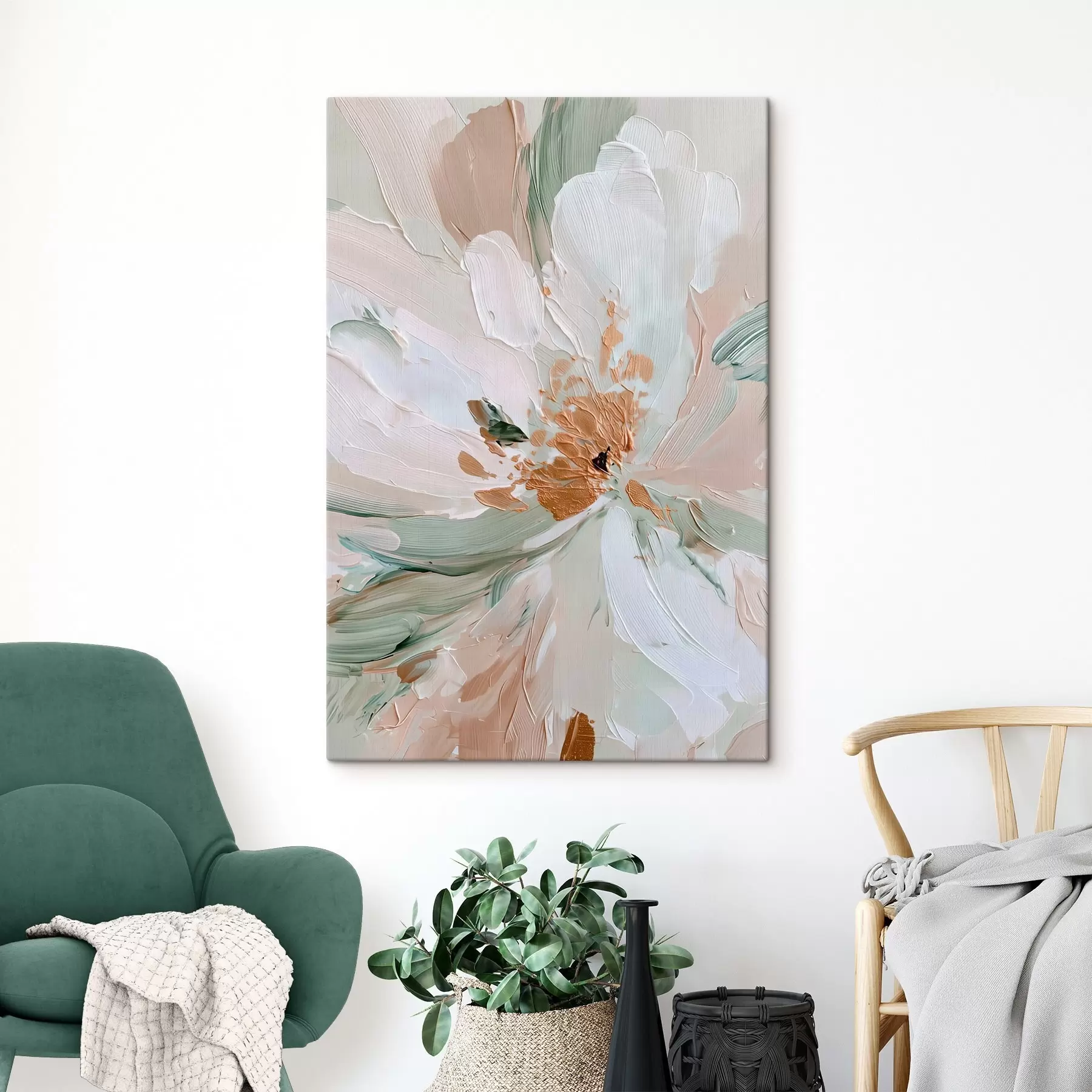  Schilderijen Pastelkleurige bloem met gele accenten s45900