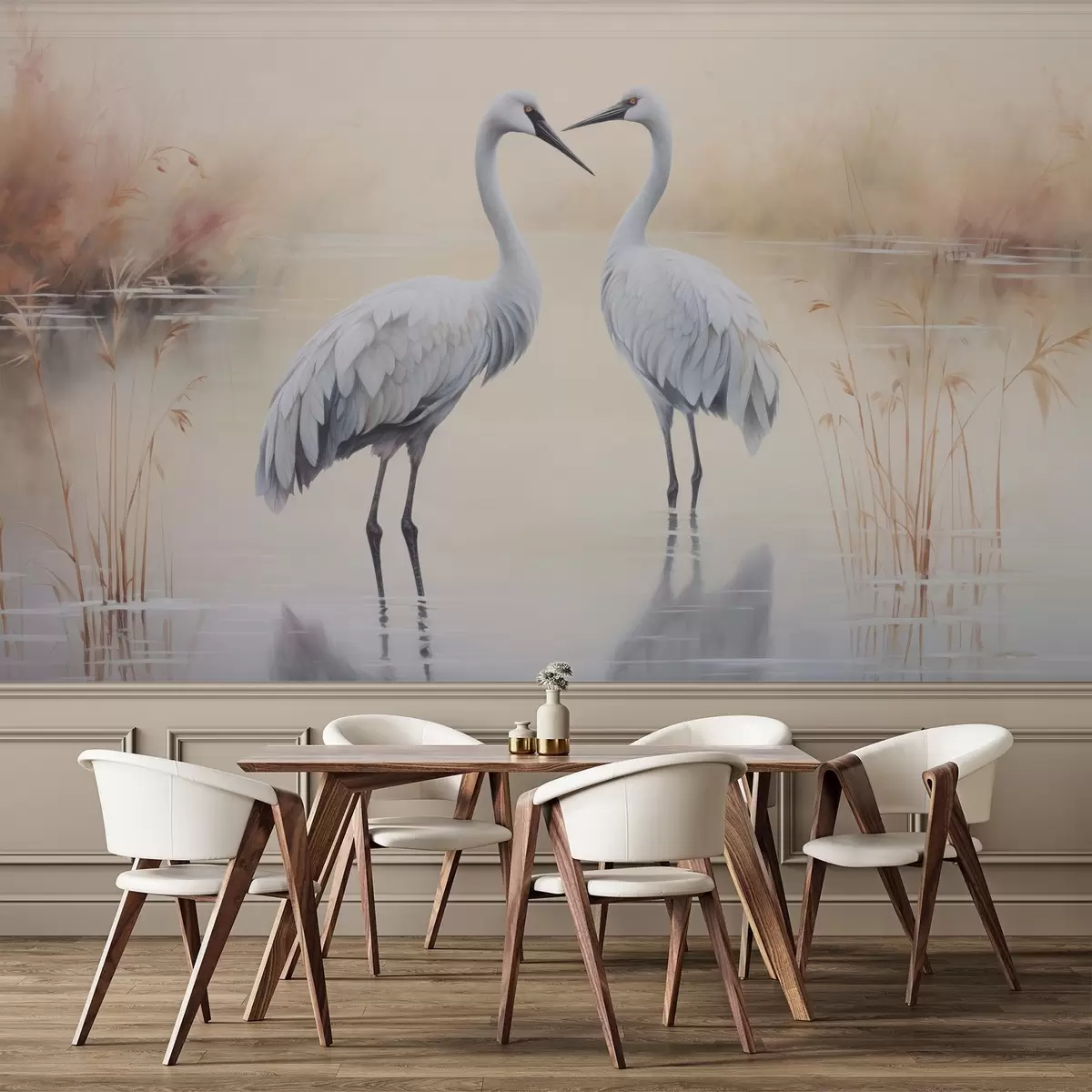 Fotobehang Reigers bij de vijver w04654