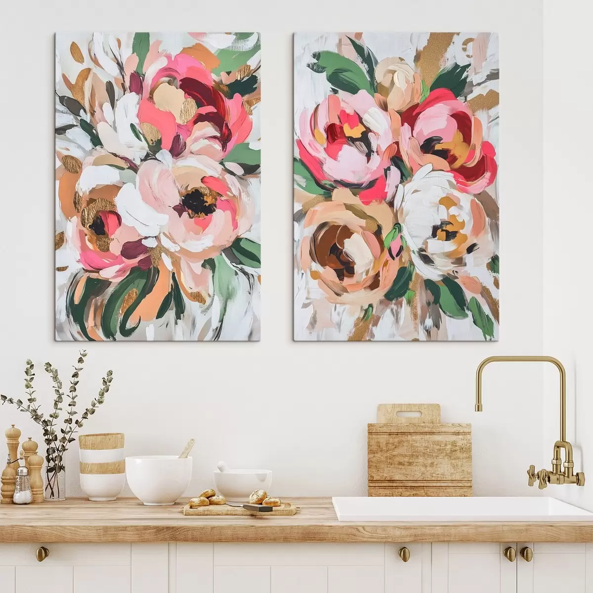  Schilderijen Grote abstracte bloemen m00718