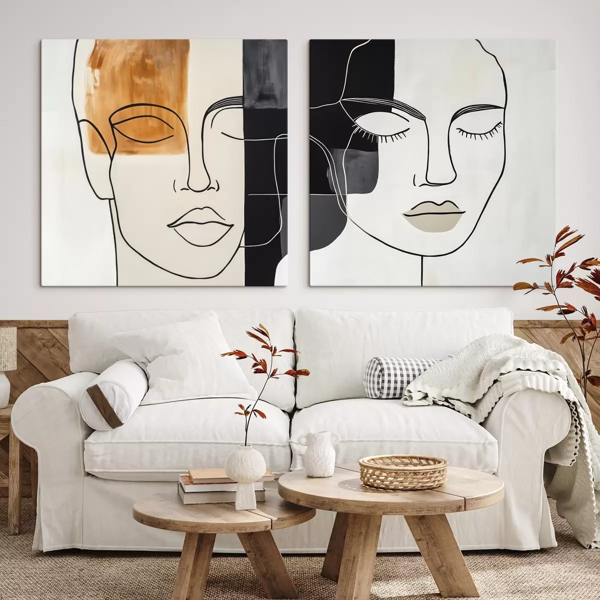  Schilderijen Abstracte portretten van een man en een vrouw m00720