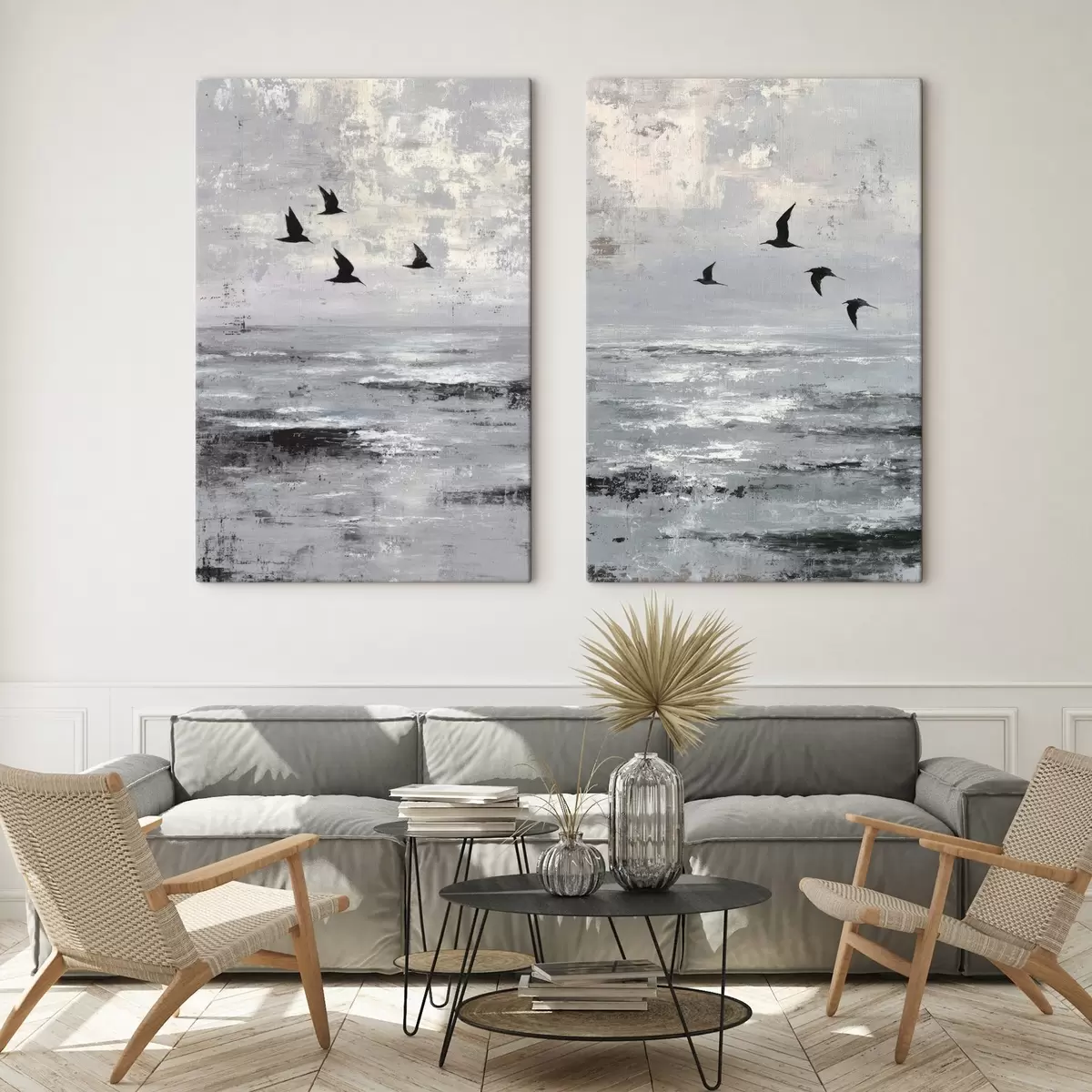  Schilderijen Abstract landschap met vogels m00778