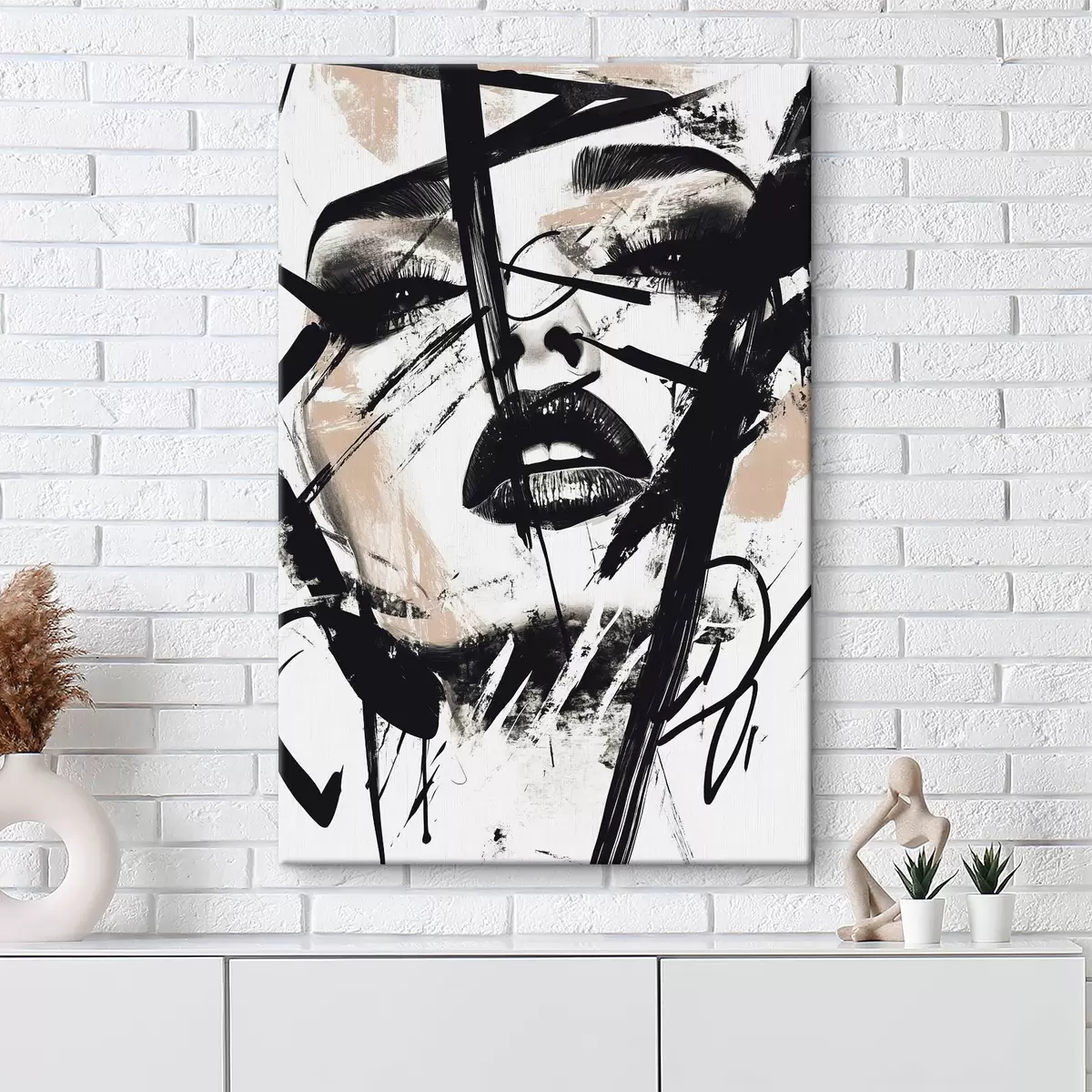  Schilderijen Abstract portret van een vrouw in graffitistijl s45777