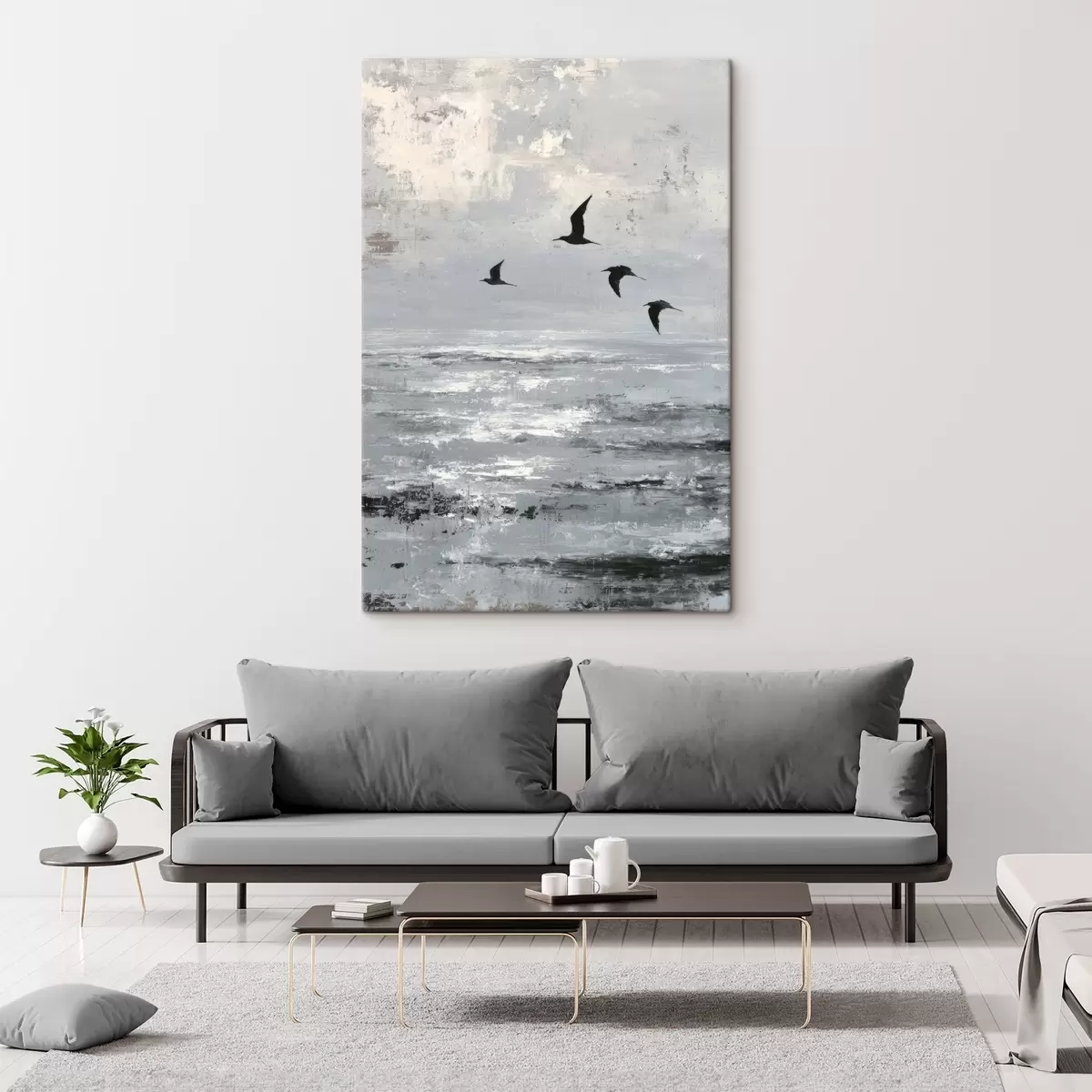  Schilderijen Abstract landschap met vogels s46004