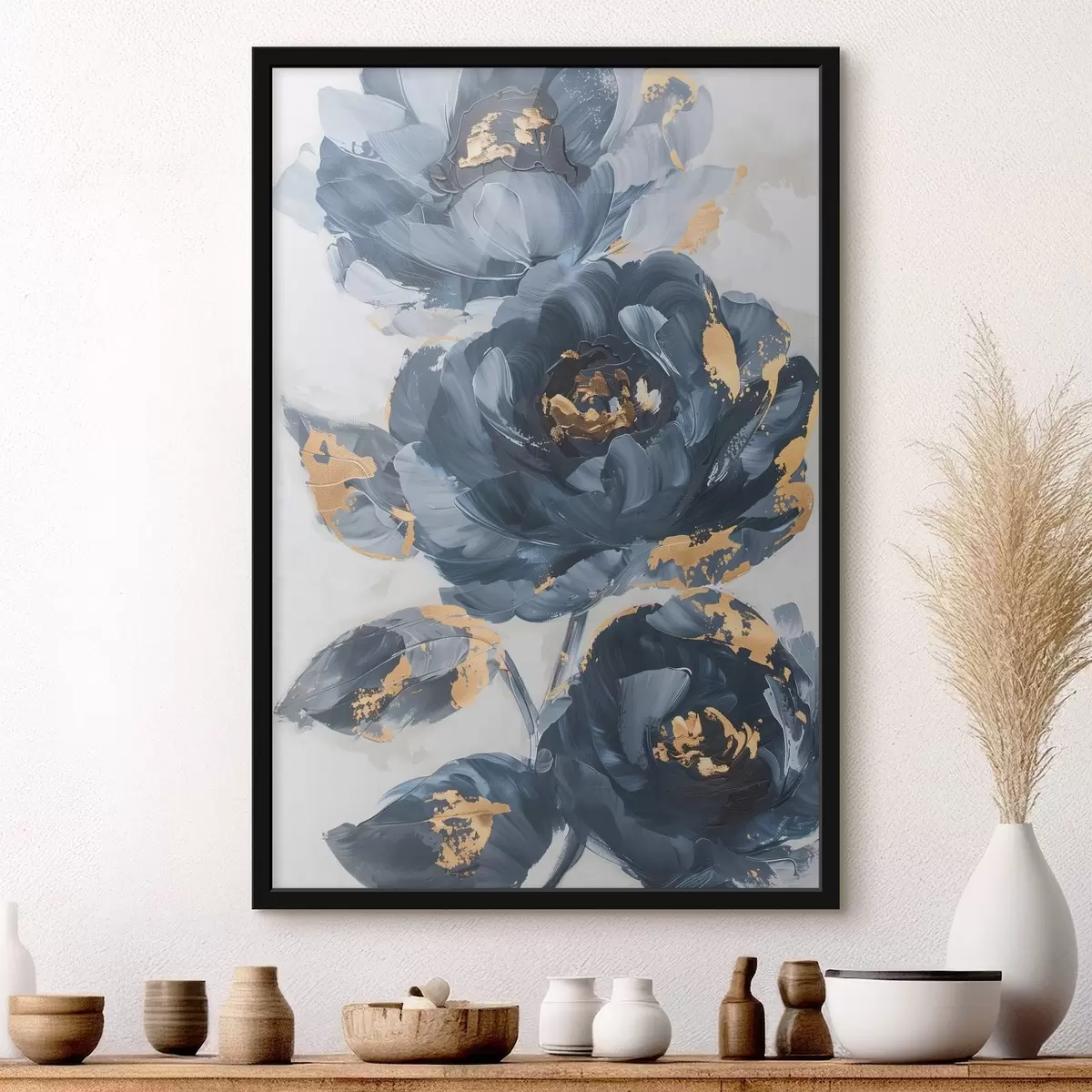 Poster Grote abstracte bloemen f46011