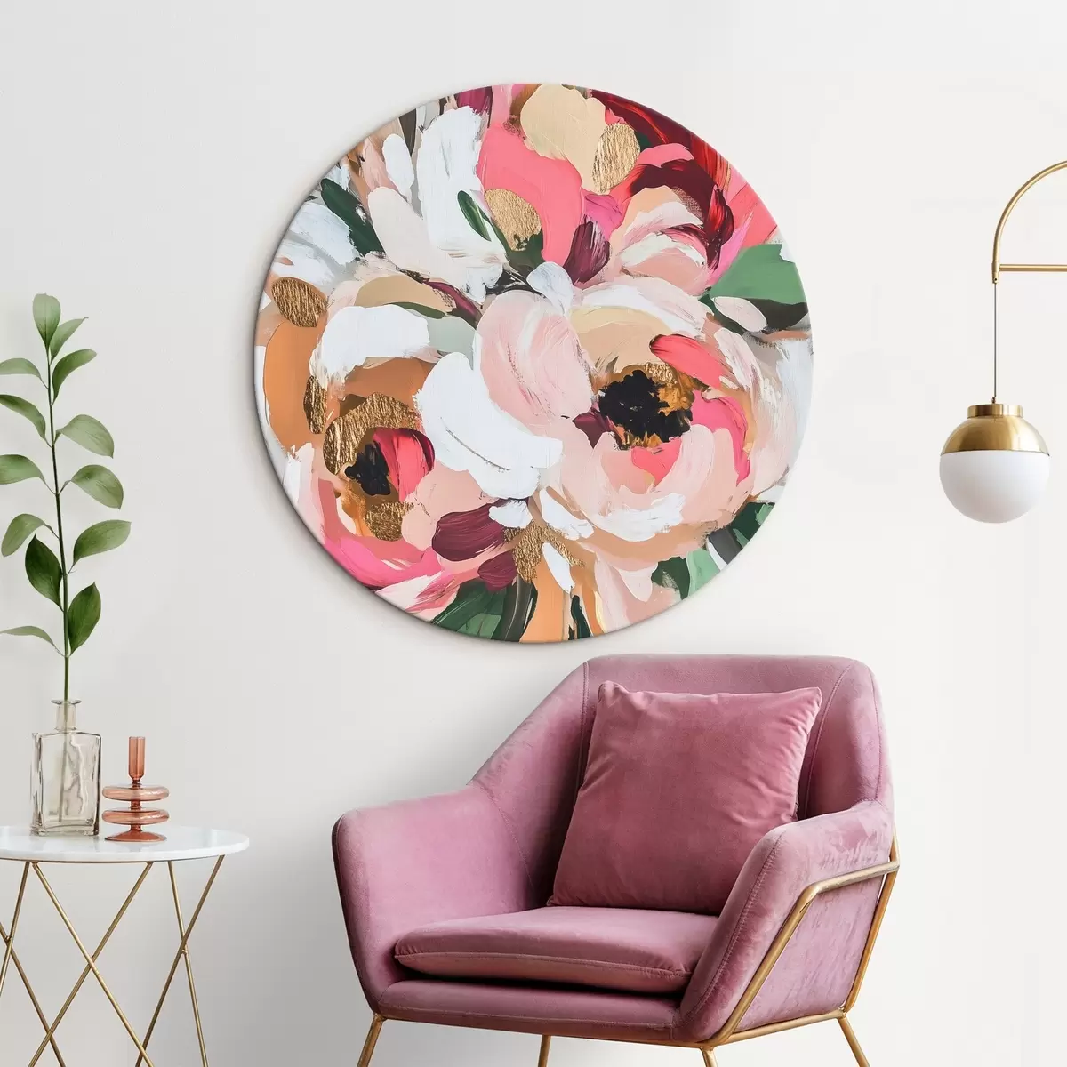 Ronde schilderijen Abstract boeket bloemen r45983