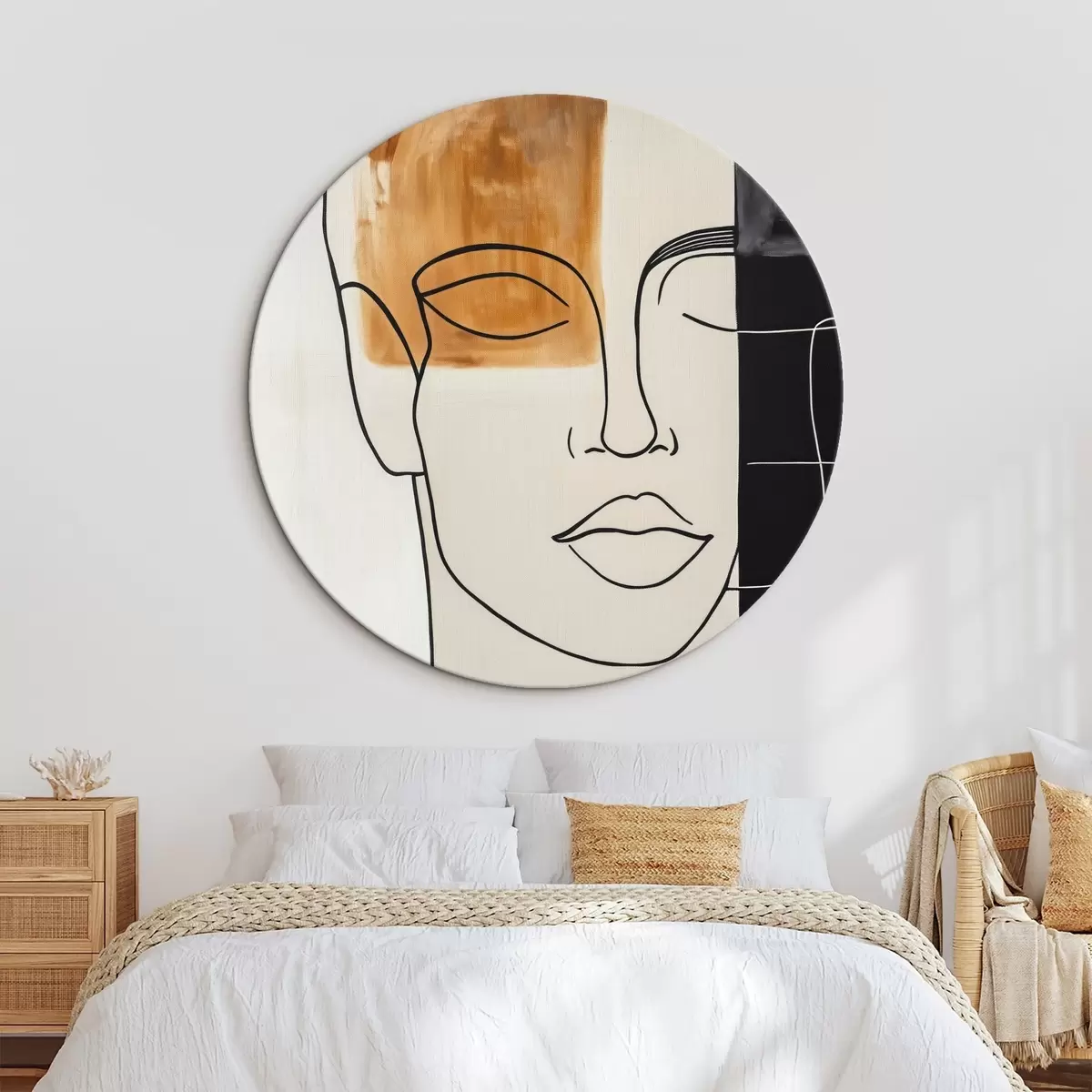 Ronde schilderijen Minimalistisch abstract portret r45986