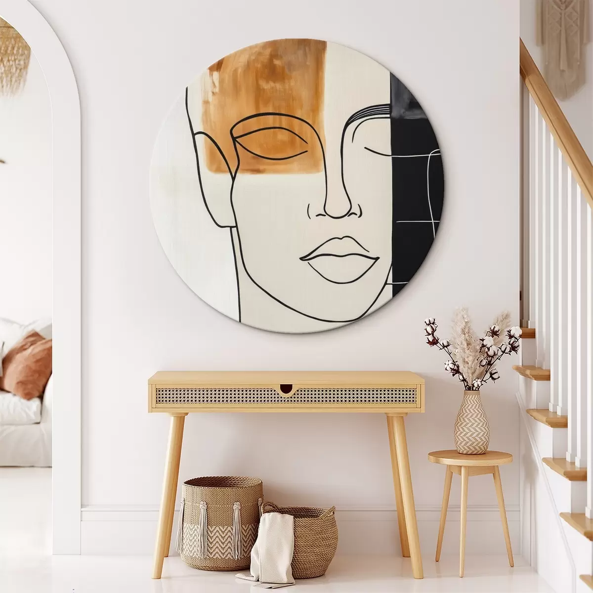 Ronde schilderijen Minimalistisch abstract portret r45986