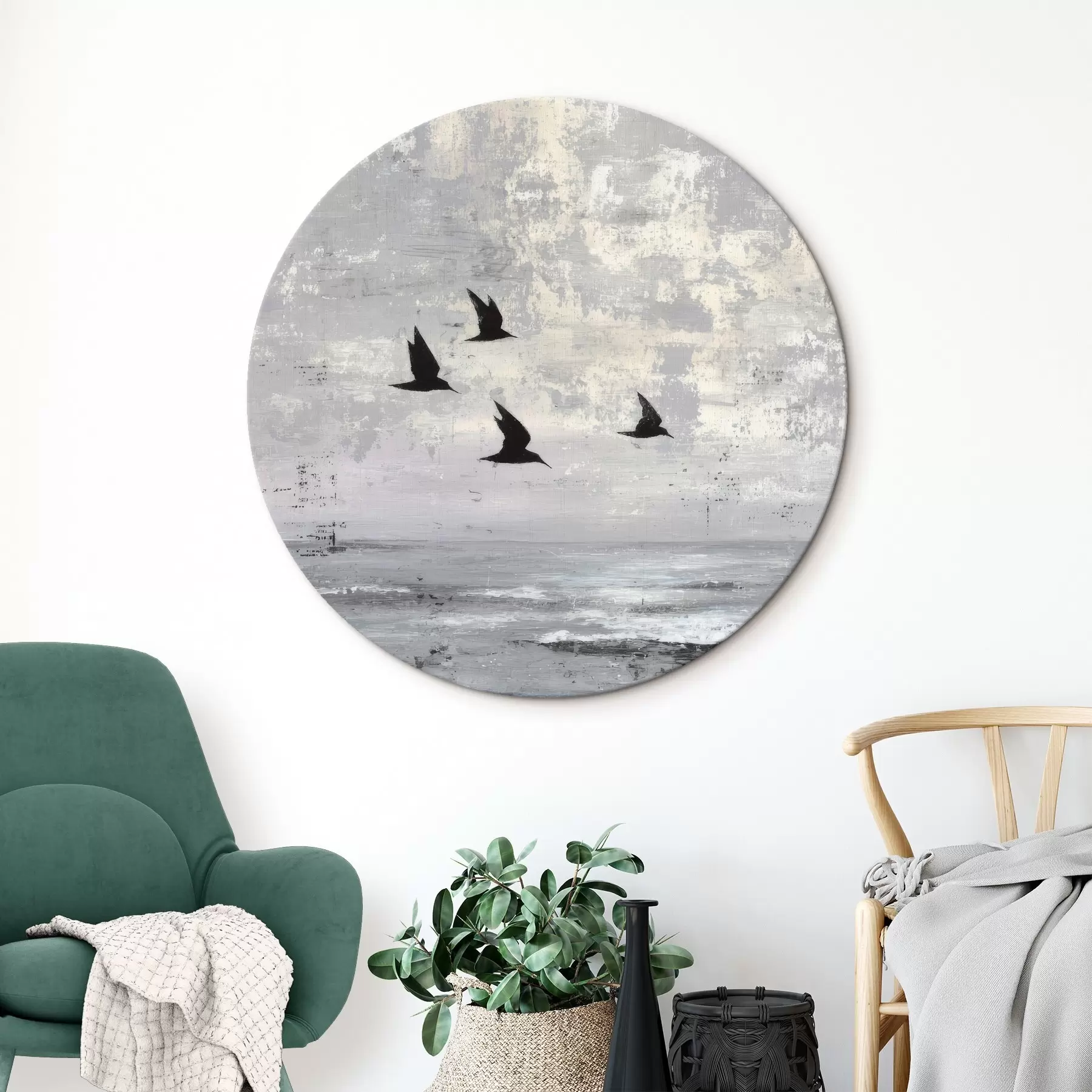  Schilderijen Abstract landschap met vogels r45988