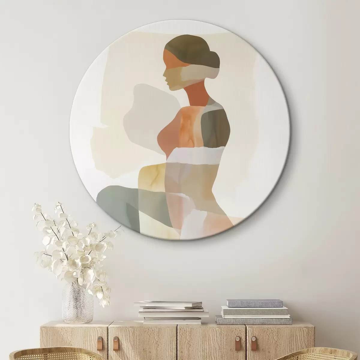 Ronde schilderijen Abstract vrouwelijk silhouet r45992