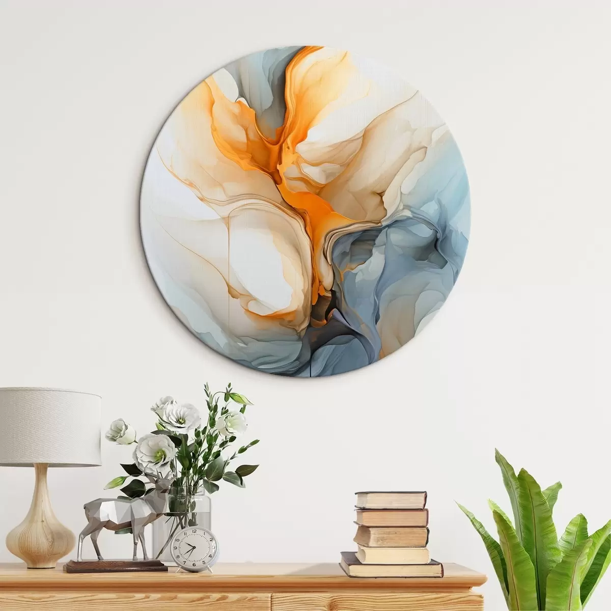 Ronde schilderijen Vloeistofabstractie r46001