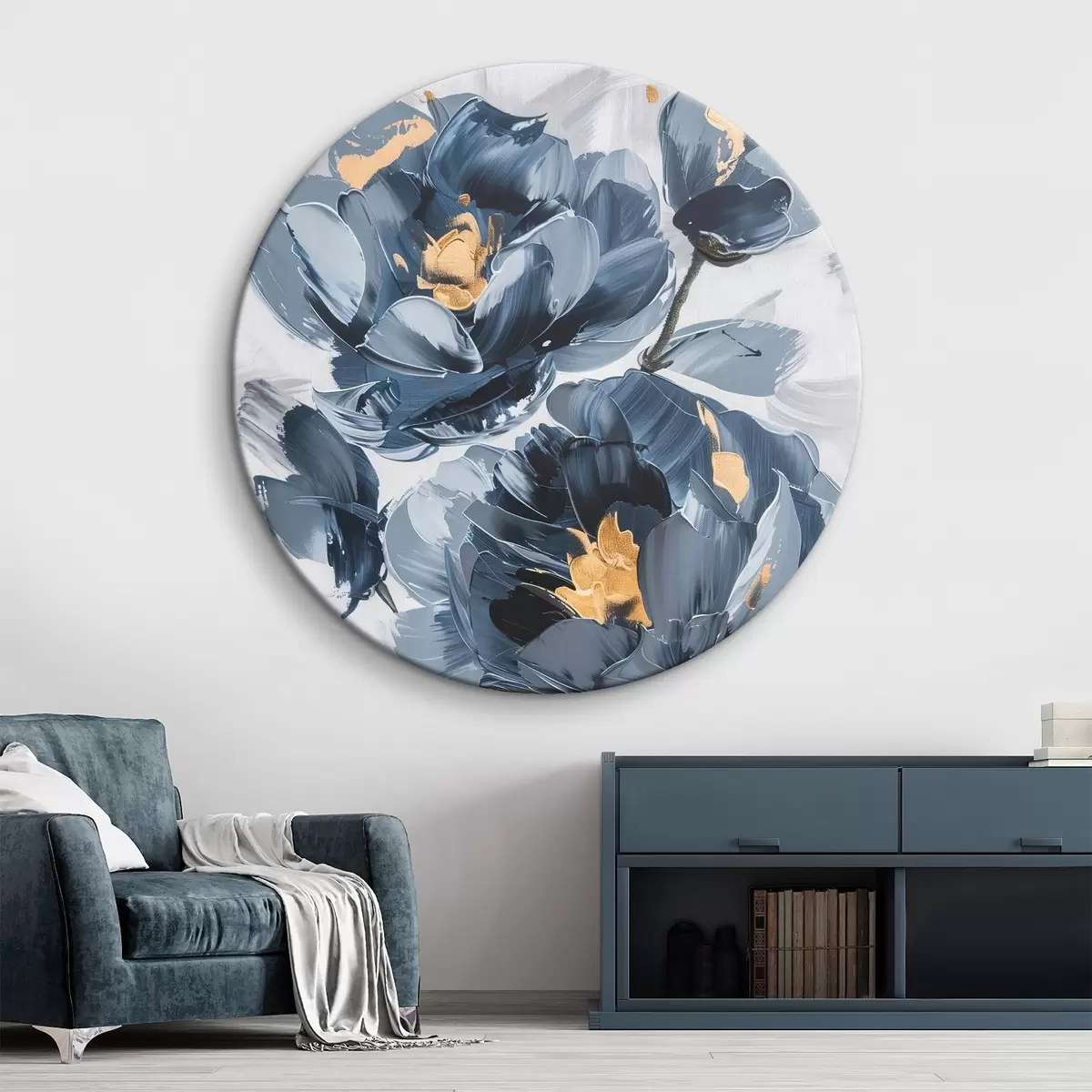 Ronde schilderijen Grote abstracte bloemen r46010