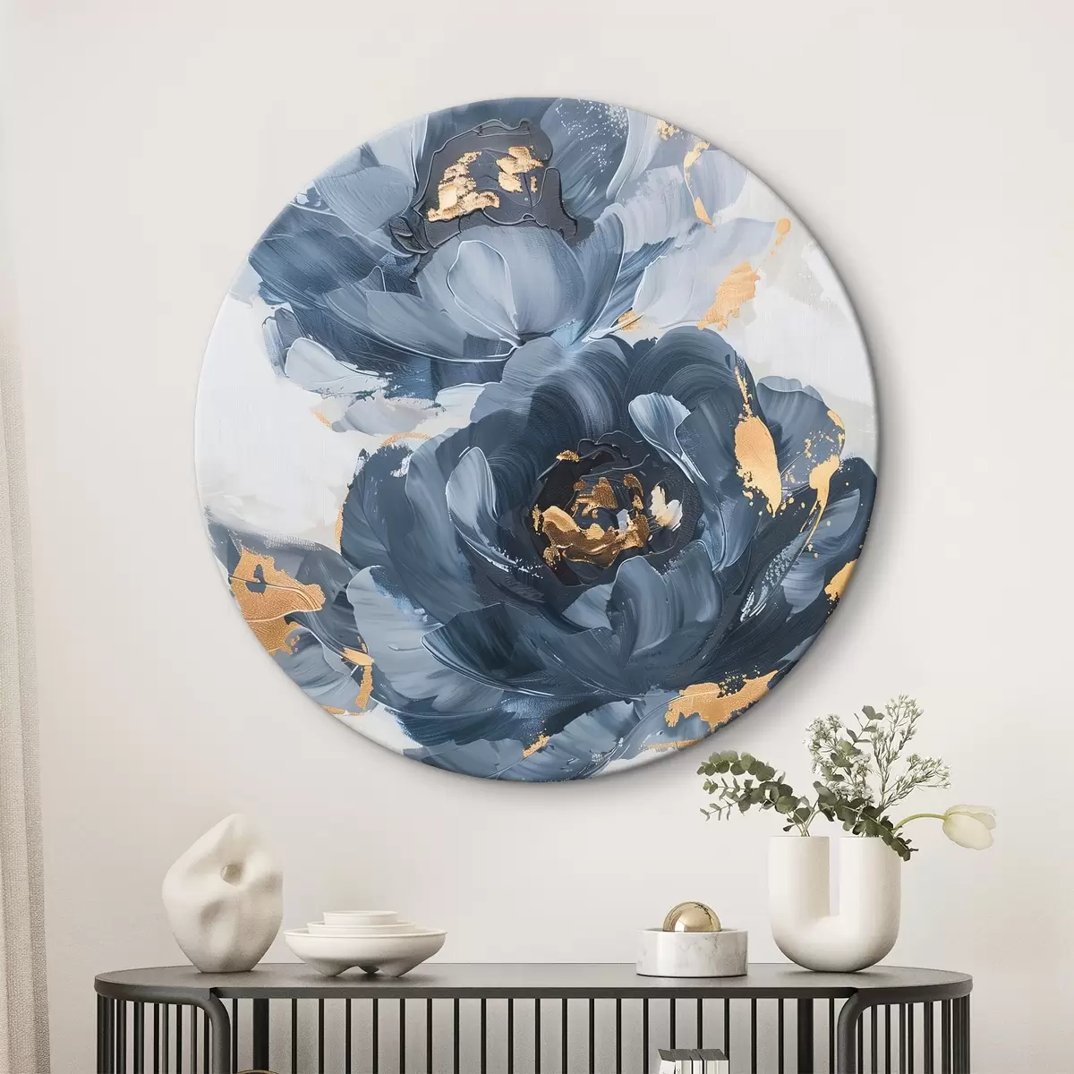 Ronde schilderijen Grote abstracte bloemen r46011