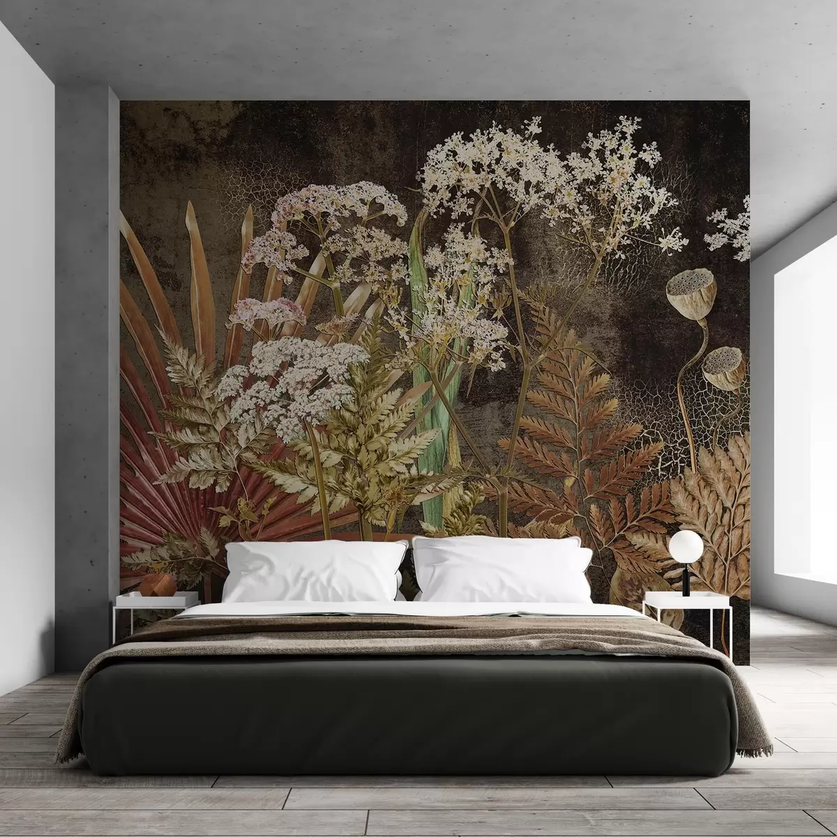 Fotobehang Herbarium op een donkere achtergrond w09323