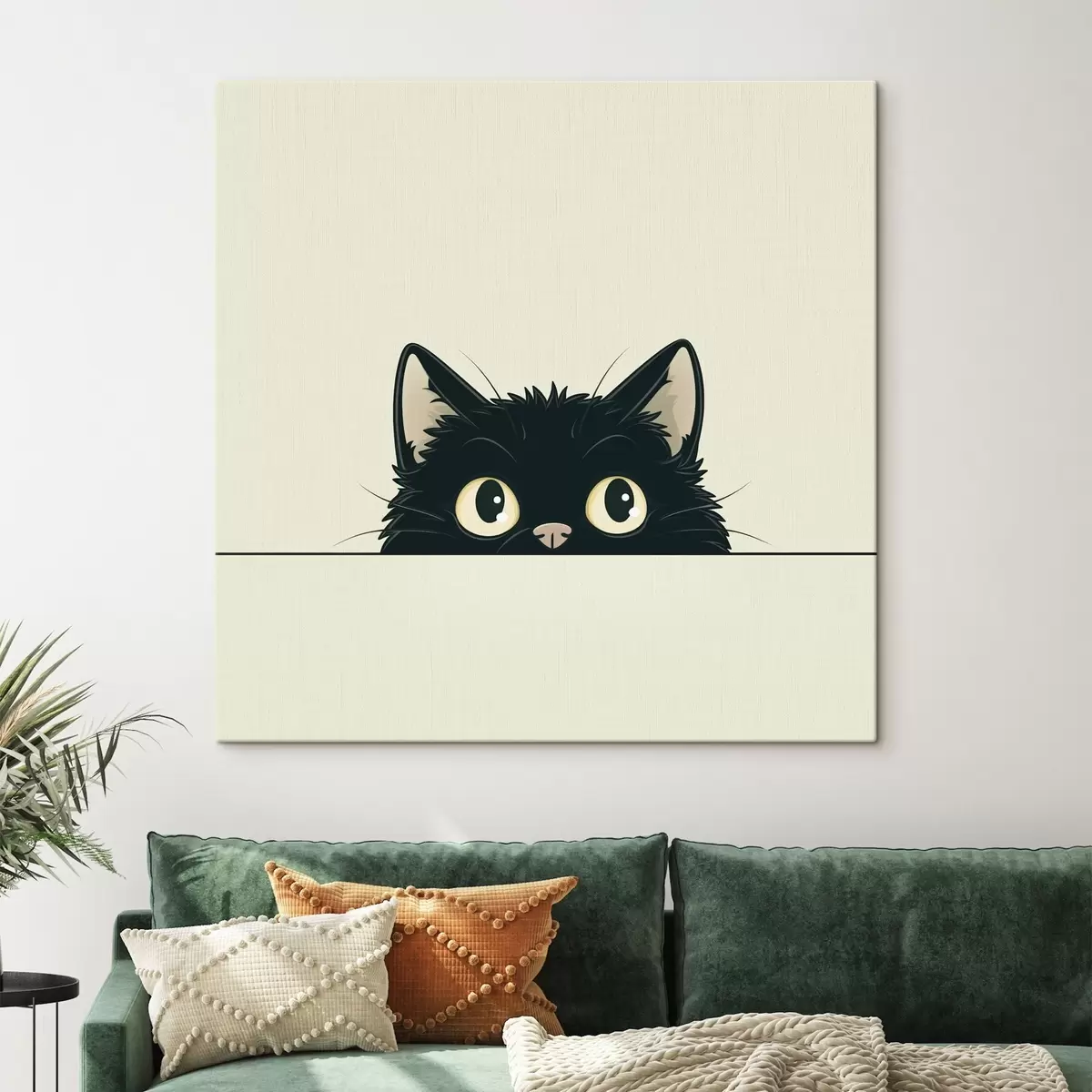  Schilderijen Schattige zwarte kat in illustratiestijl s45733