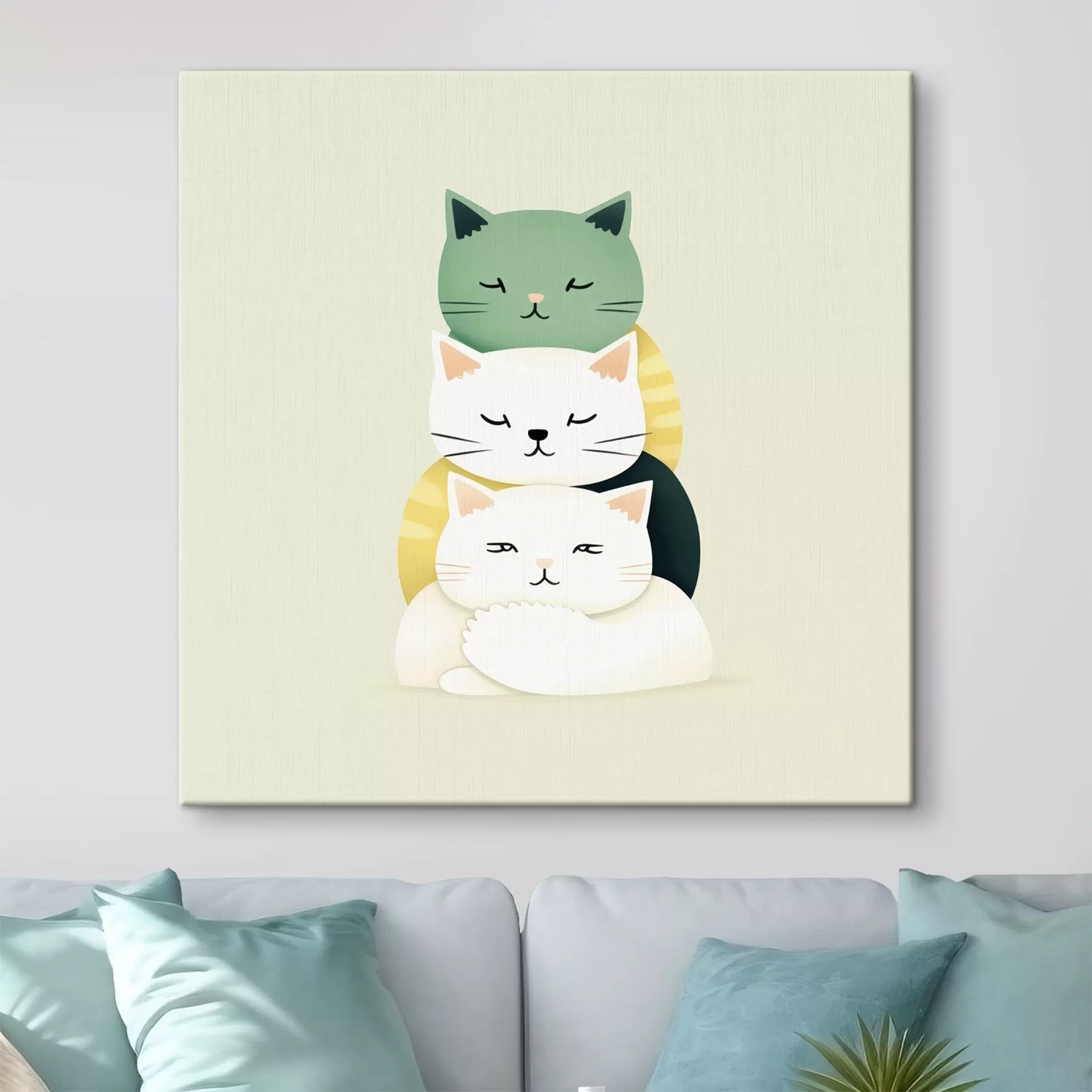  Schilderijen Compositie van drie katten in animatiestijl s45734
