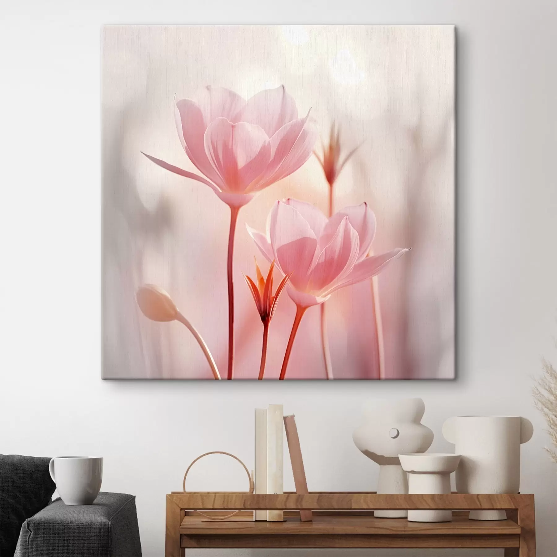  Schilderijen Artistiek canvas met bloemmotieven in minimalistische stijl s45736