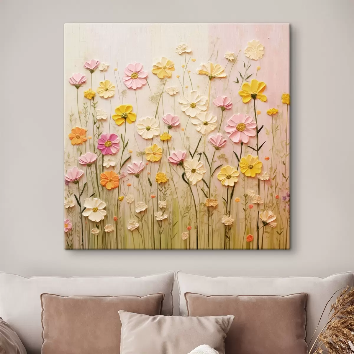  Schilderijen Bloemenveld in olieverfstijl s45739