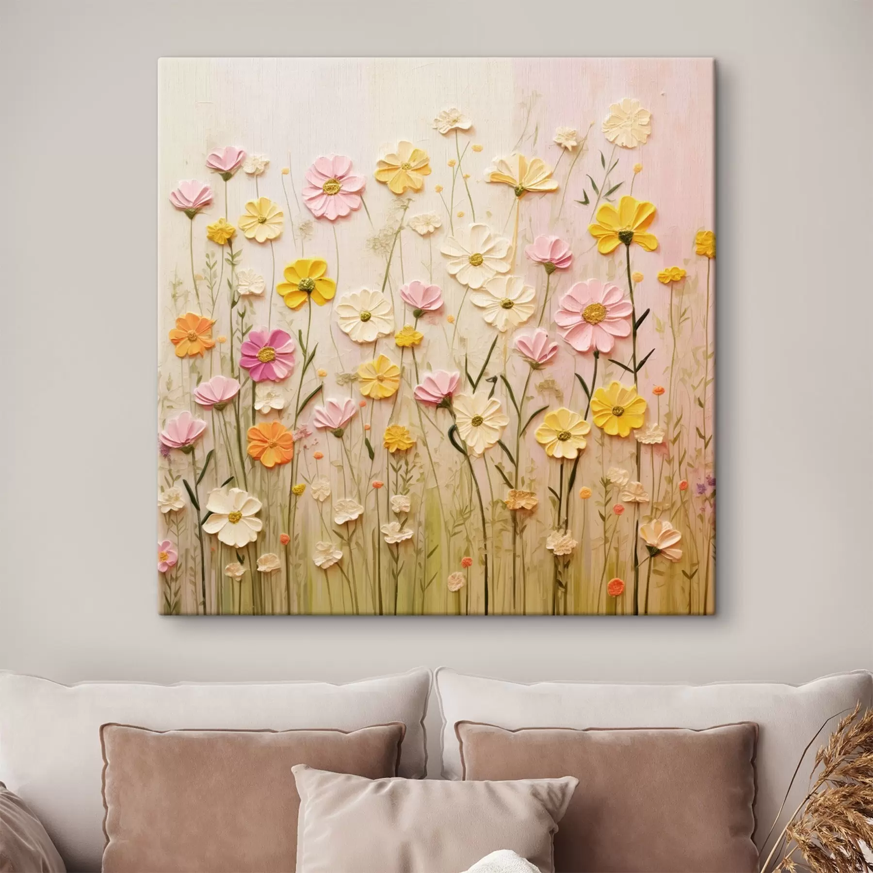  Schilderijen Bloemenveld in olieverfstijl s45739