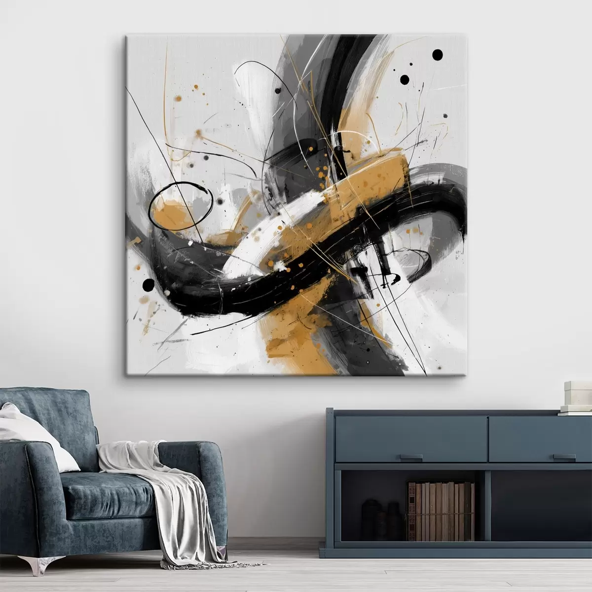  Schilderijen Grafische echo in moderne abstracte stijl s45848