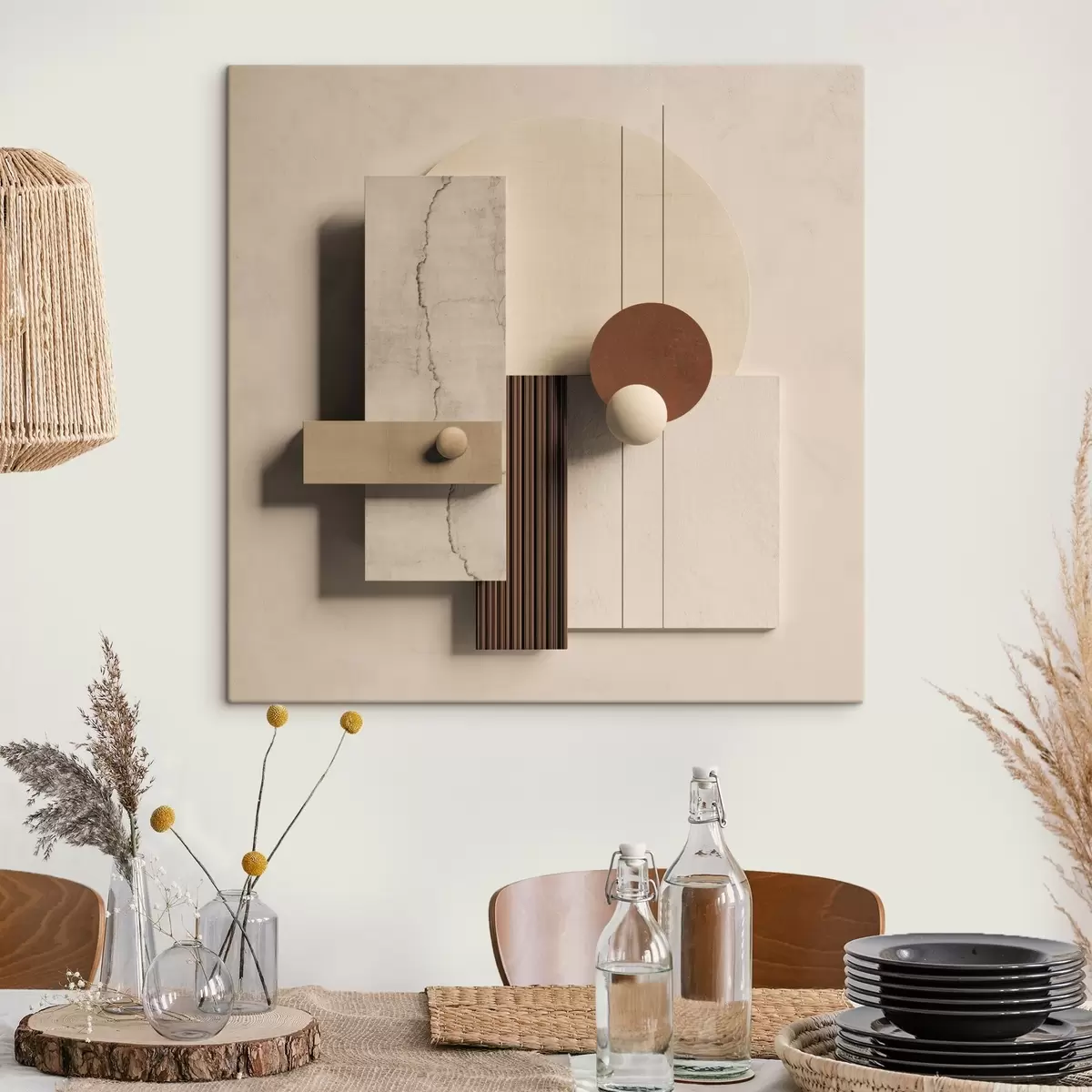  Schilderijen Geometrische balans in minimalistische stijl s45855