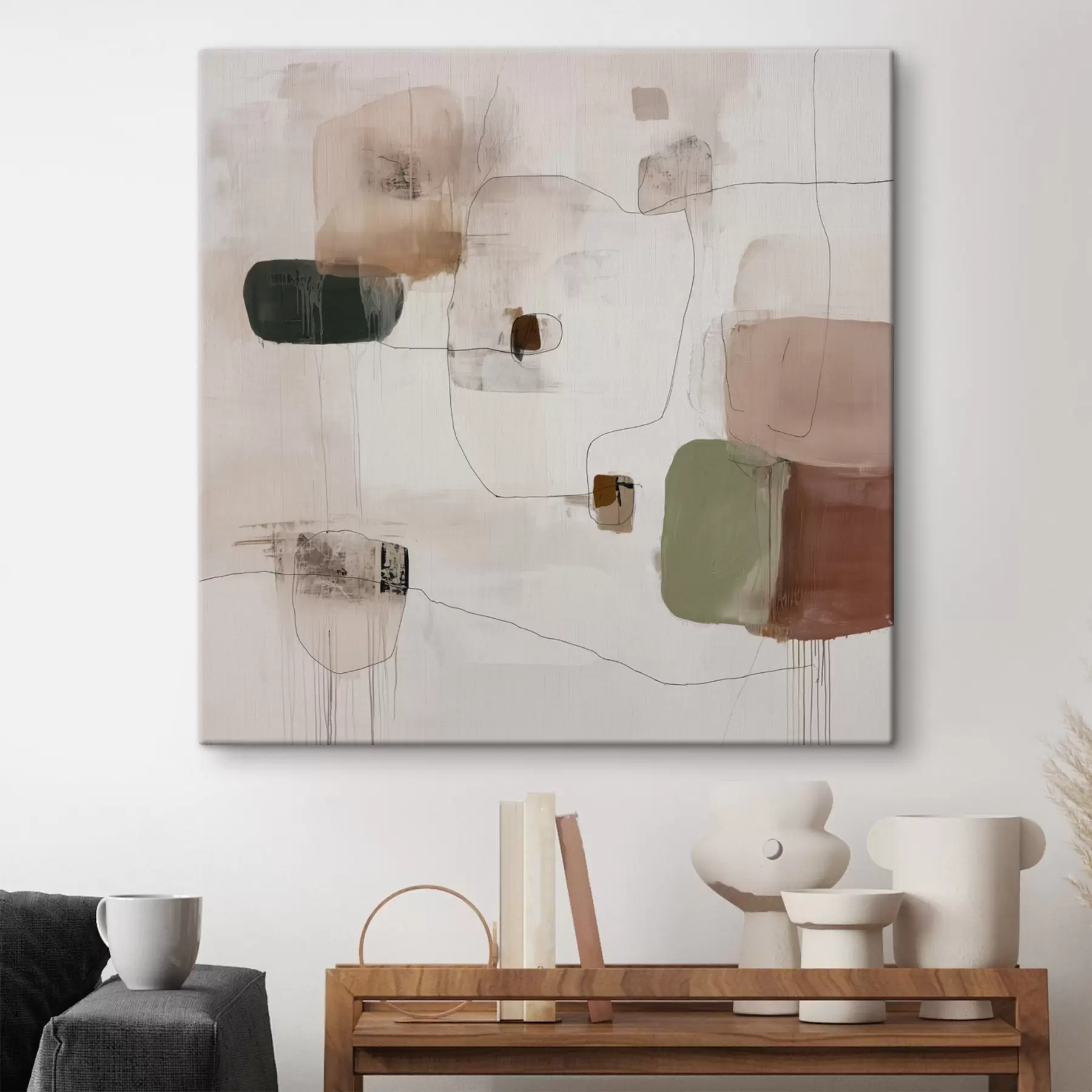  Schilderijen Abstract minimalisme in warme tinten s45860