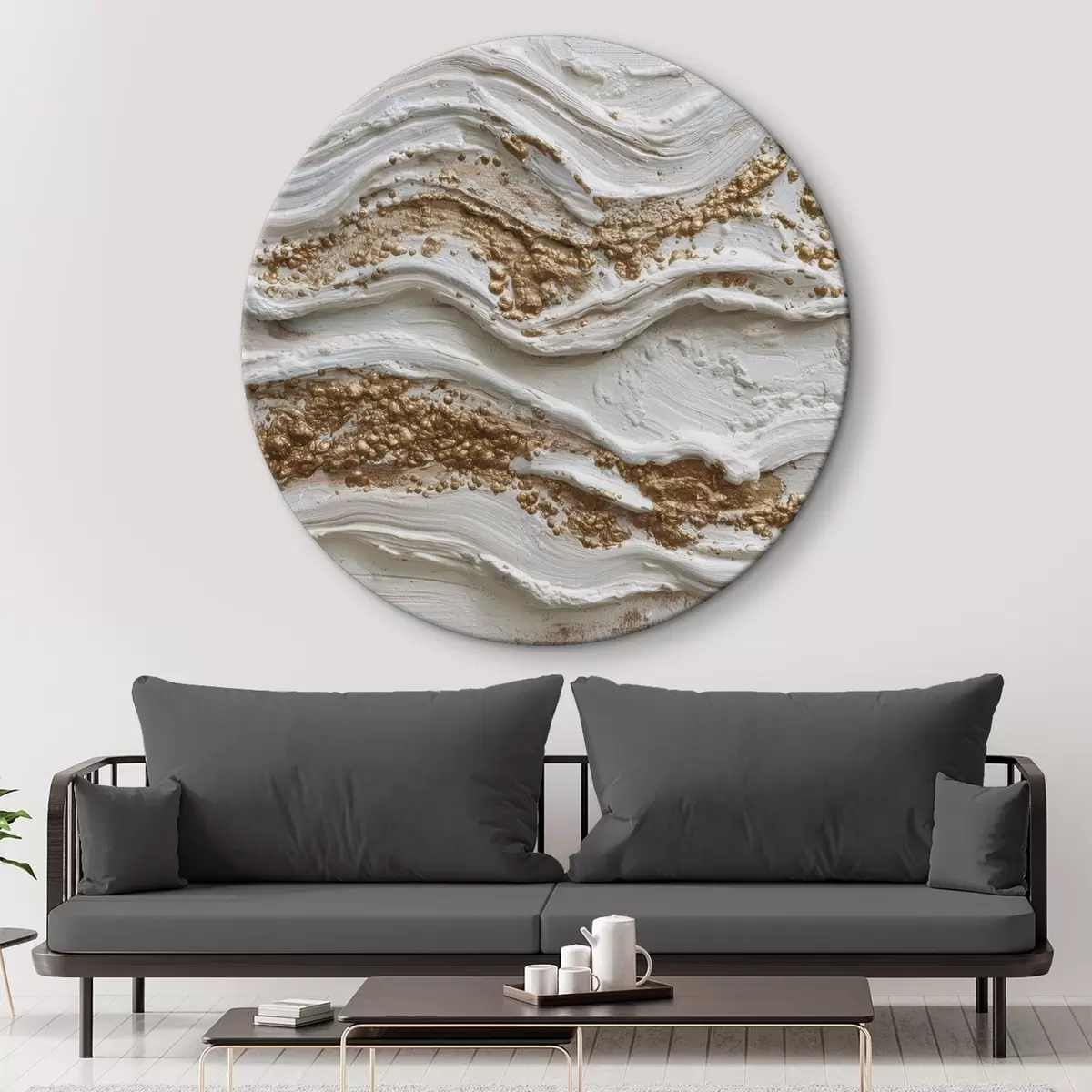 Ronde schilderijen Reliefgolven in gestructureerde abstractiestijl r45854