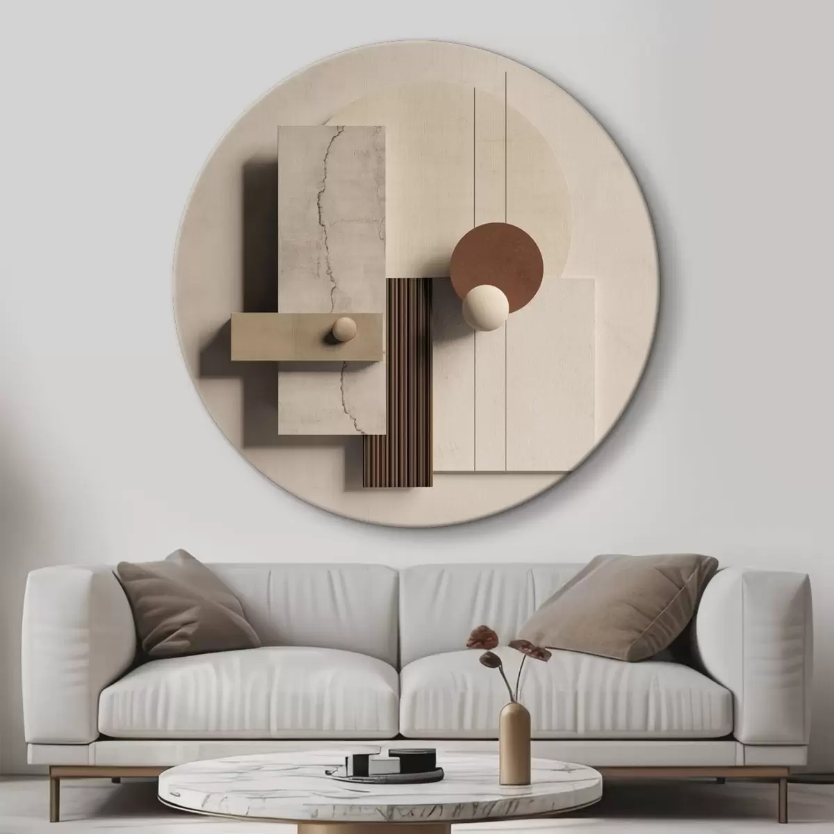 Ronde schilderijen Geometrische balans in minimalistische stijl r45855