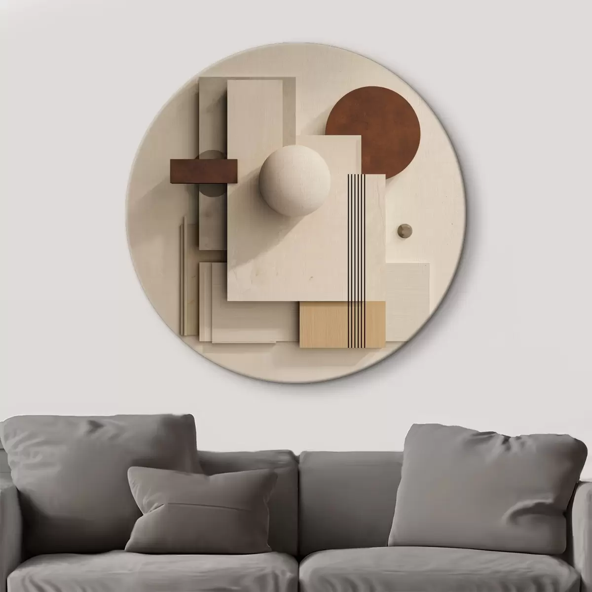 Ronde schilderijen Geometrie van rust in moderne minimalistische stijl r45856
