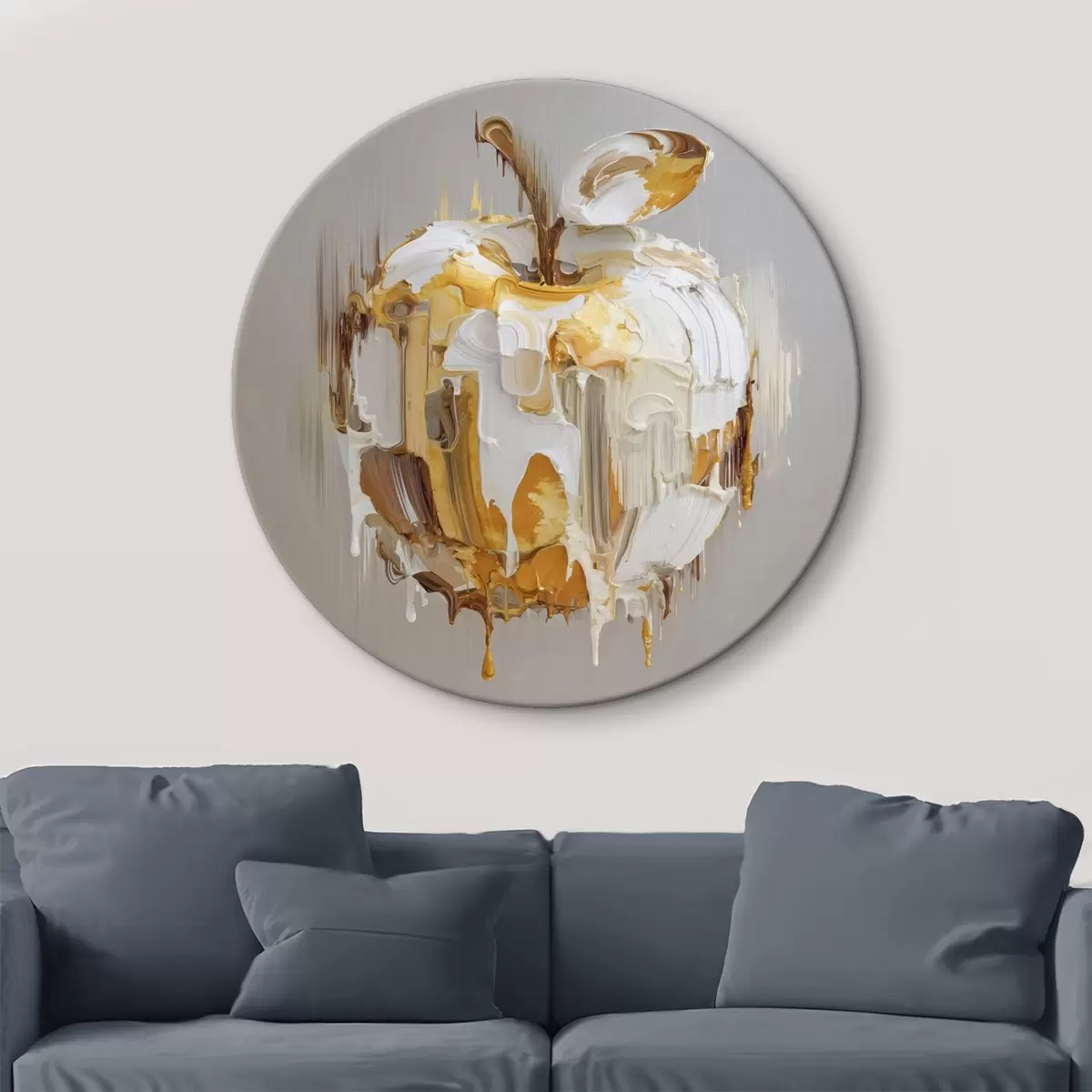Ronde schilderijen Appel met gesmolten verfeffect r45862