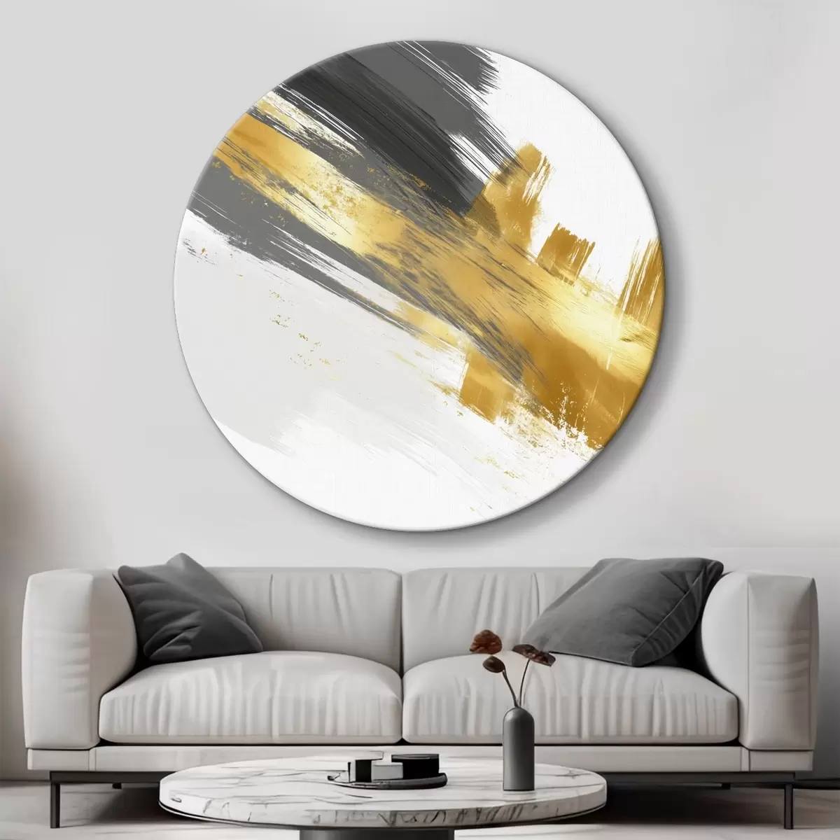 Ronde schilderijen Moderne kunst met elementen van snelle penseelstreken r45865
