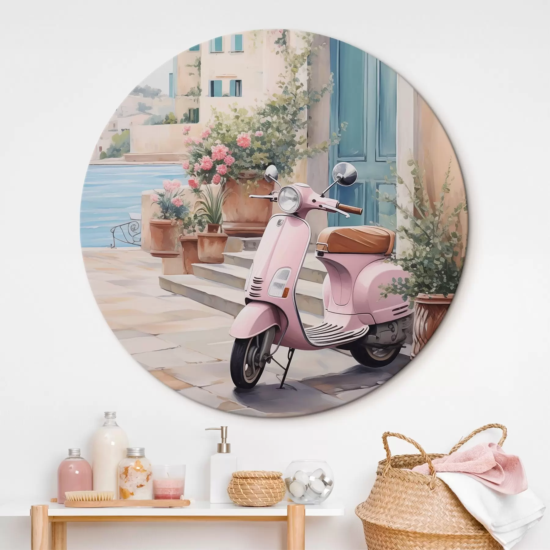 Schilderijen Een scooter tegen de achtergrond van een huis r46065