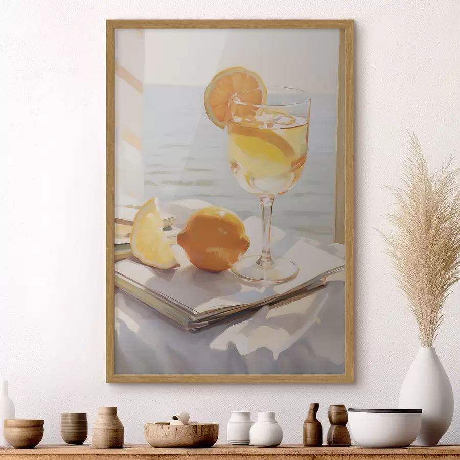 Fotobehang Een cocktail in een glas bij het raam f46064