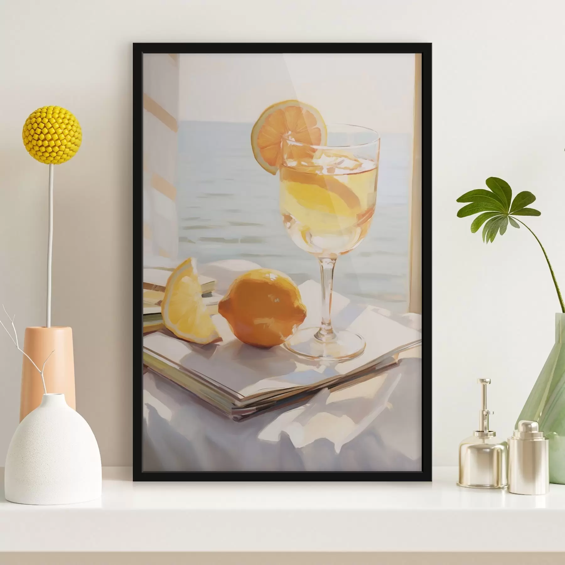 Fotobehang Een cocktail in een glas bij het raam f46064