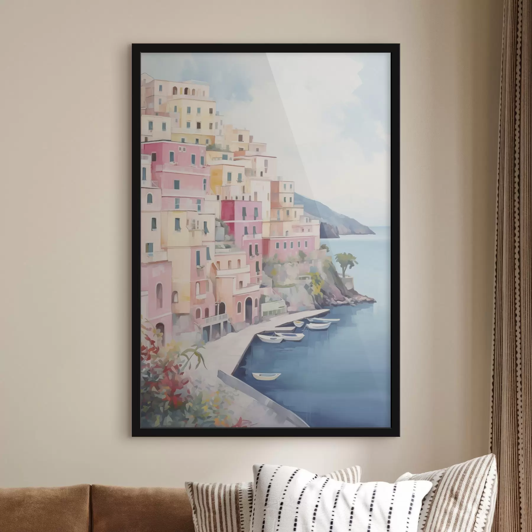 Fotobehang Huizen aan de zeebaai f46066