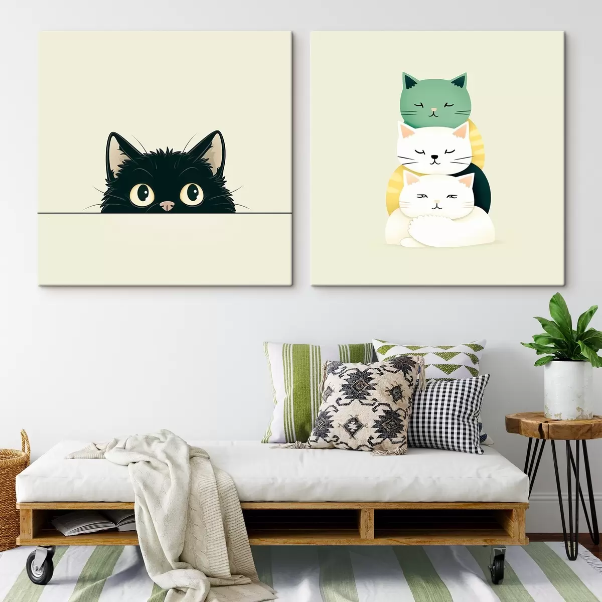  Schilderijen Animalistische katten in illustratieve stijl m00707
