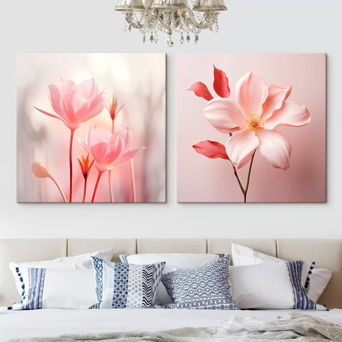 Schilderijen Roze bloemstuk in moderne stijl m00708