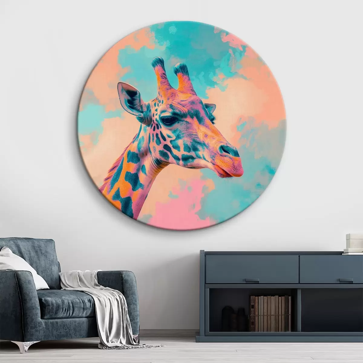 Ronde schilderijen Giraffe r46037