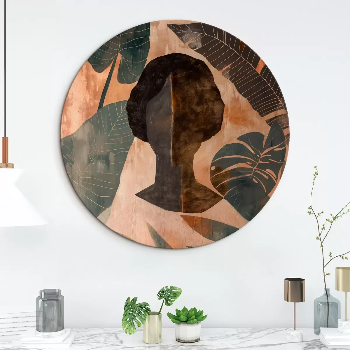 Ronde schilderijen Silhouet r46040