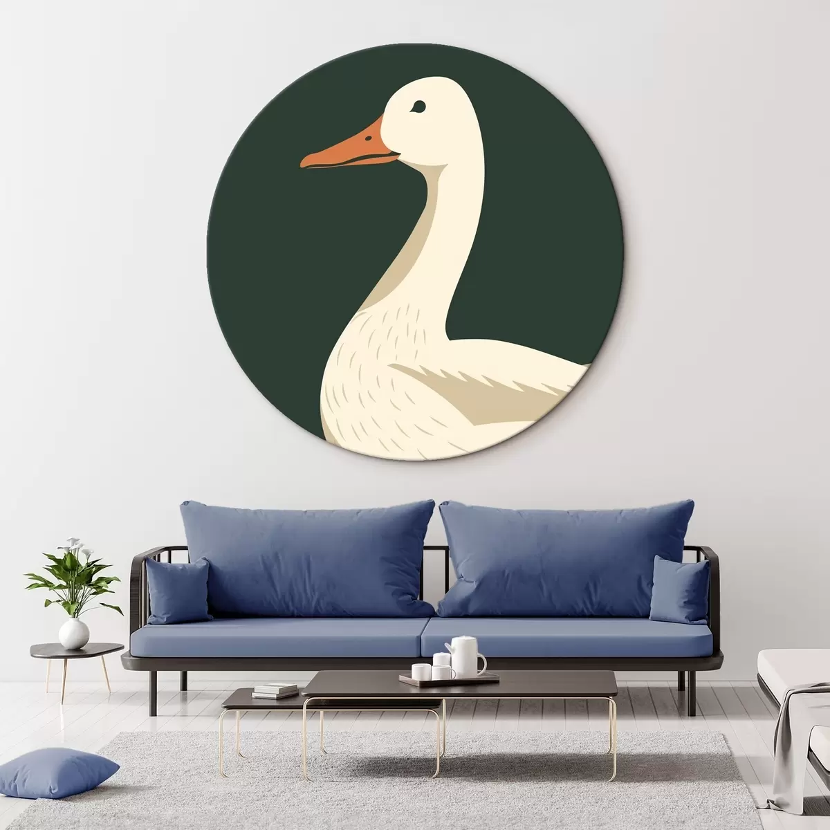 Ronde schilderijen Gans r46044