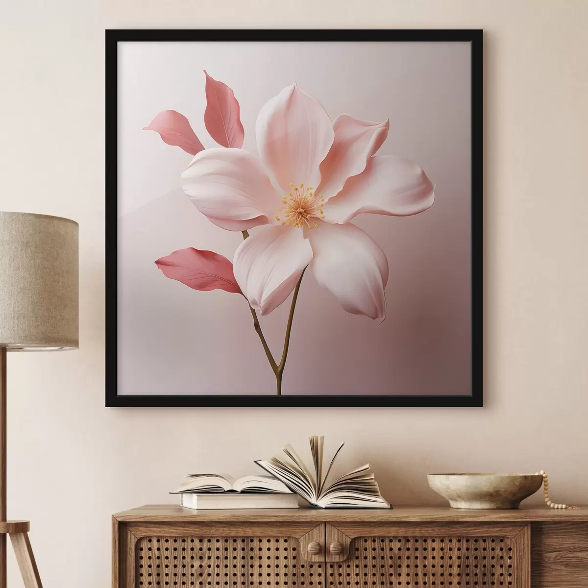 Poster Roze magnolia in minimalistische stijl f45735