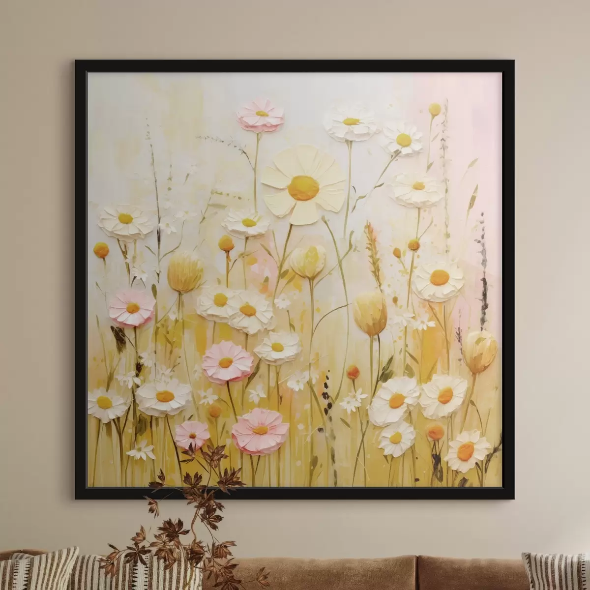 Poster Weidebloemen in olieverfstijl f45741