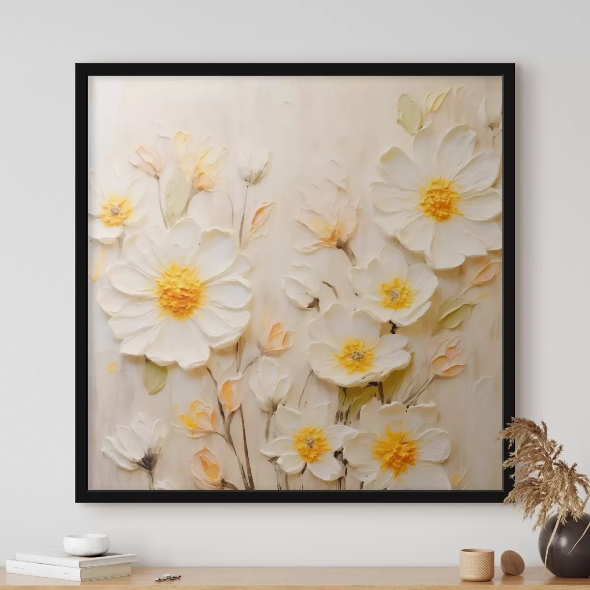 Poster Bloemen in pasteltinten in olieverfstijl f45742