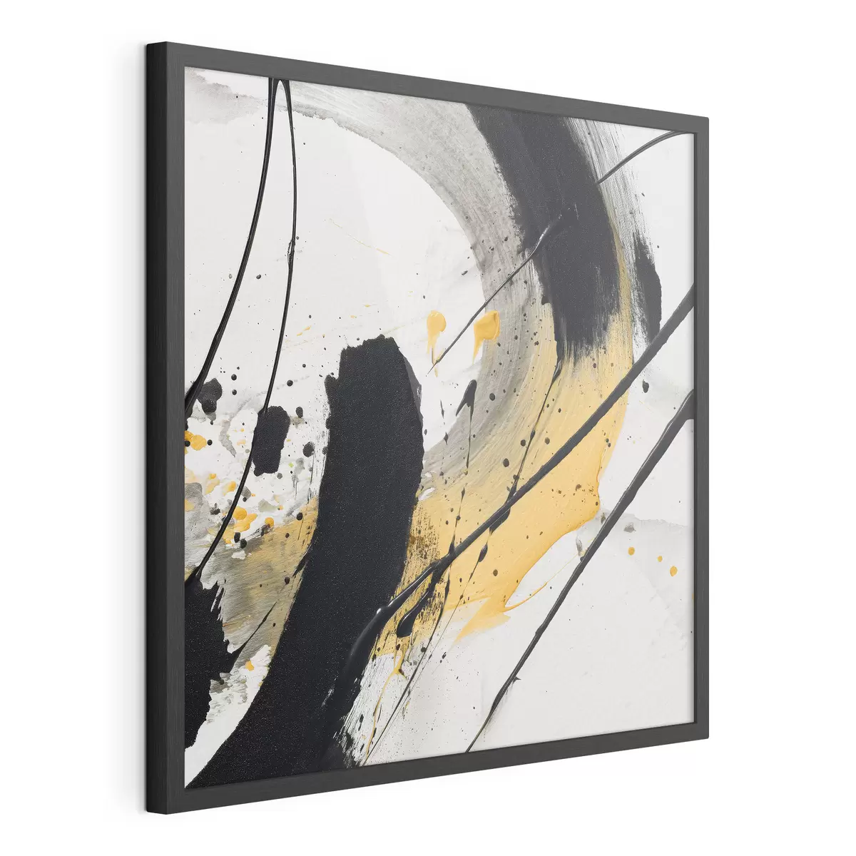 Poster Zwart-gele expressie in schilderstijl f45847